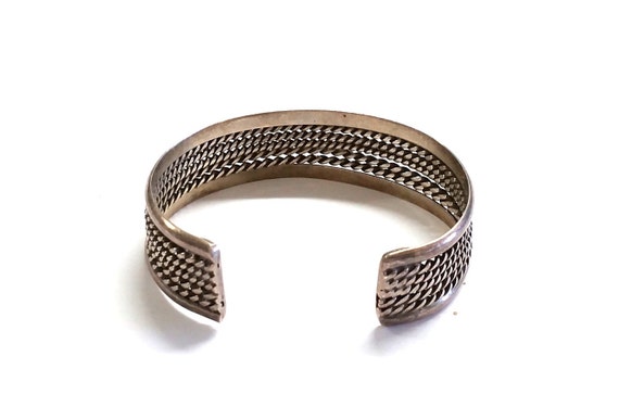 Modern Sterling Silver Rope Braided Cuff Bracelet - image 6