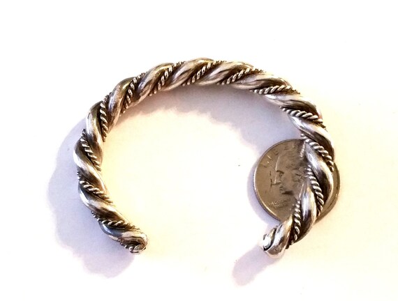 Vintage Sterling Silver Braided Cuff Bracelet - image 5