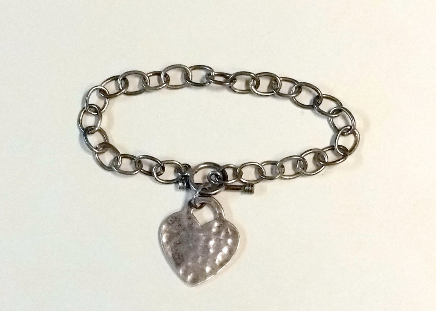 ヴィンテージハートスターリングシルバーチャームブレスレット - Etsy 日本