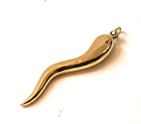 14K Yellow Gold Cornicello Italian Horn Pendant - image 1