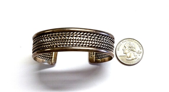 Modern Sterling Silver Rope Braided Cuff Bracelet - image 5