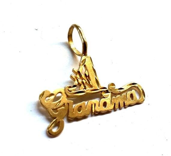 Vintage 14k Yellow Gold "#1 Grandma" Pendant - image 2