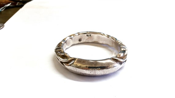 Modernist Sand Cast Sterling Silver Bangle Bracel… - image 4
