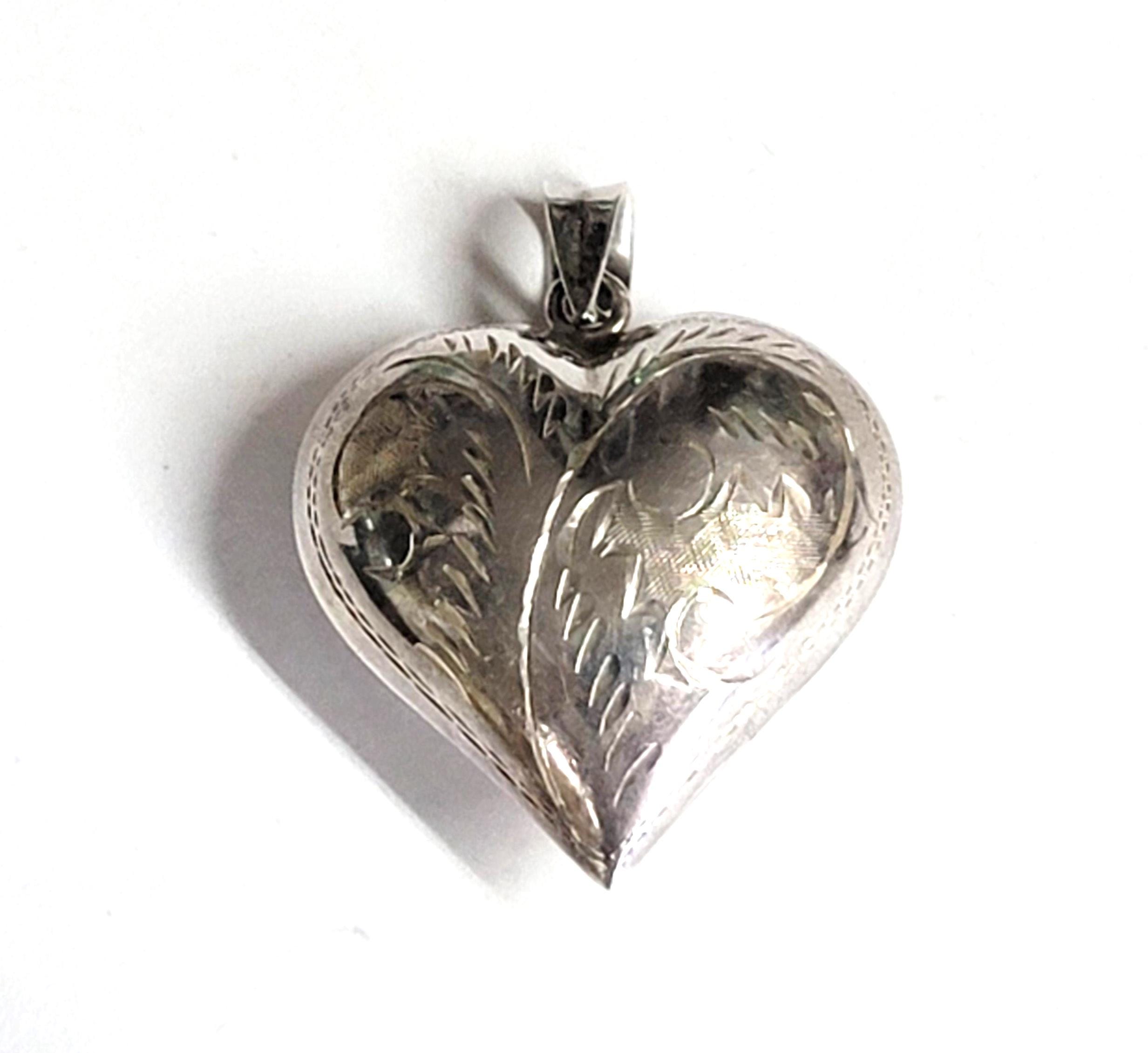 Vintage Puffy Heart Sterling Silver Pendant 925 - Etsy