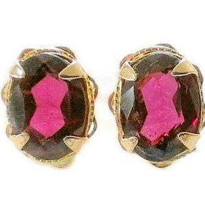 14K Amethyst Yellow Gold Post Earring
