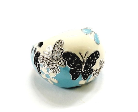 Belle Etoile Butterfly Enamel Dome Ring - image 5