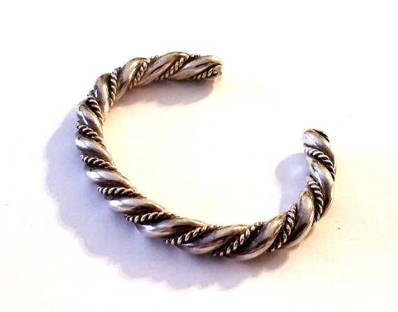 Vintage Sterling Silver Braided Cuff Bracelet - image 1