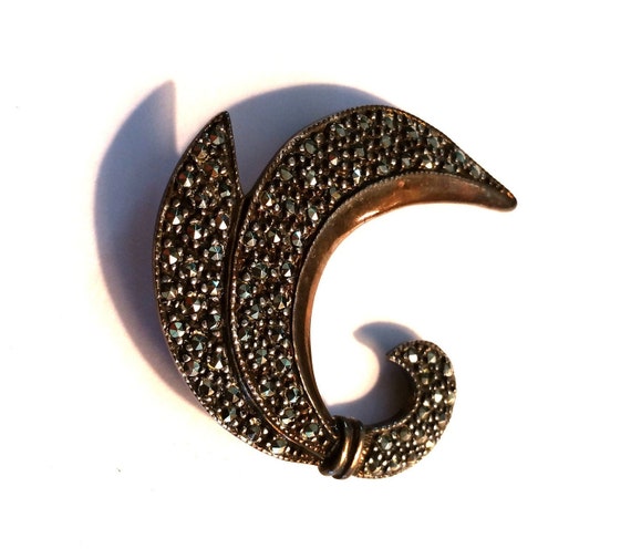 Sterling Silver Marcasite Brooch / Pin - image 1