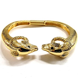 Vintage Kenneth Lane KJL For Avon Rams Head Clamper Bracelet