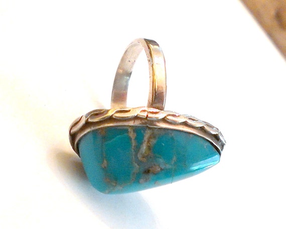 Sterling Silver and Turquoise Ring Signed J. Come… - image 2