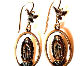 Sterling Silver Virgin Mary Earrings