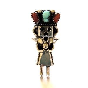 Dramatic Navajo Coral Sterling Silver Kachina Ring Native American Dramatic Navajo Coral Sterling Silver Kachina Ring Native American