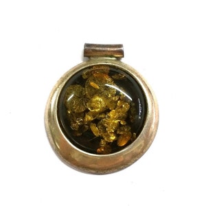 Modern Sterling Silver Amber Pendant Poland