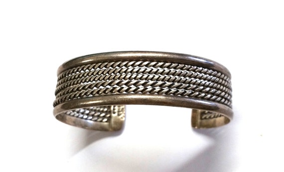 Modern Sterling Silver Rope Braided Cuff Bracelet - image 4