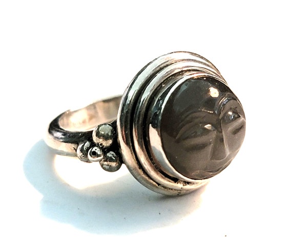 Sterling Moon Face Ring Size 7.75 - image 1