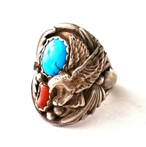Important Chris Yazzie Vintage Native American Navajo Turquoise Sterling Silver Ring Old Important Chris Yazzie Vintage Native American Navajo Turquoise Sterling Silver Ring Old