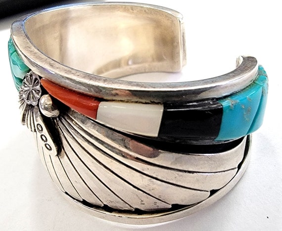 Pete Sierra Navajo Corn Row Turquoise Cuff Bracel… - image 4