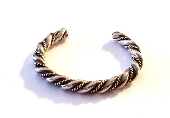 Vintage Sterling Silver Braided Cuff Bracelet - image 2