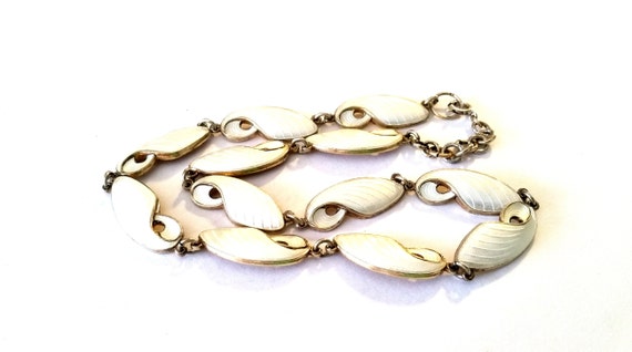 Volmer Bahner White Enamel Guilloche Sterling Neck