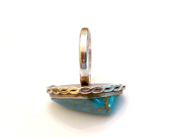 Sterling Silver and Turquoise Ring Signed J. Come… - image 4