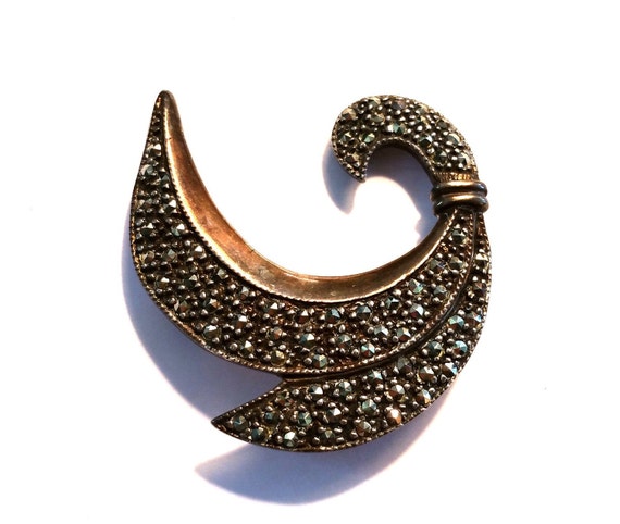 Sterling Silver Marcasite Brooch / Pin - image 2