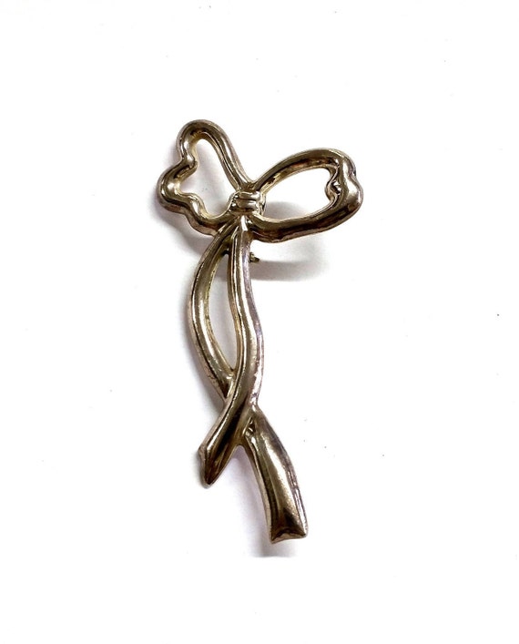 Large Sterling Silver Bow Brooch / Pin /Pendant