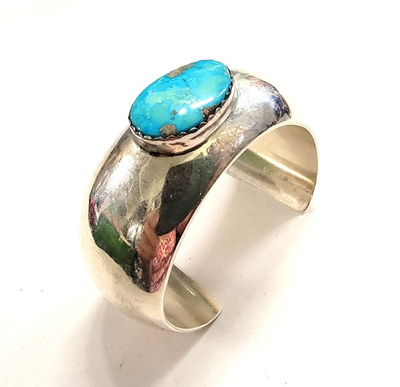 C/J Nez Sterling Silver Turquoise Modern Cuff Bra… - image 2