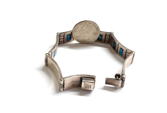 Sterling Silver Turquoise Mexican Bracelet - image 5