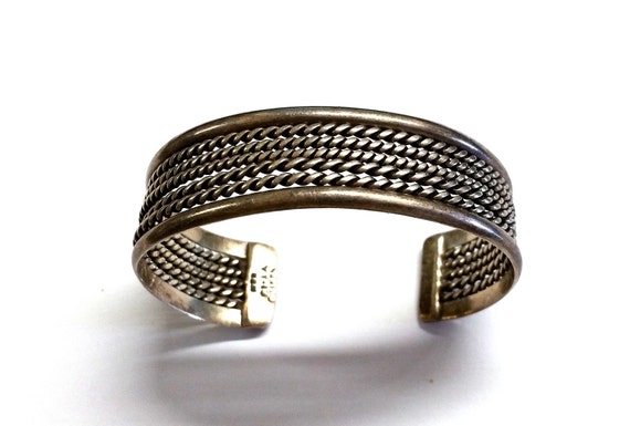 Modern Sterling Silver Rope Braided Cuff Bracelet - image 2