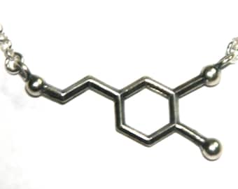 Dopamine Molecule Necklace  Free U.S. Shipping (sent out same business day)