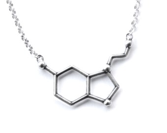 Serotonin Molecule Necklace  Free U.S. Shipping (sent out same business day)- gift for scientist packaged with serotonin description