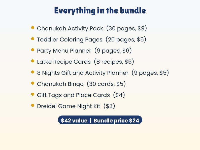 Hanukkah Printable Bundle, 8 Chanukah Activities for Kids and Families, Bingo, Coloring, Dreidel Game, Party Planner, Gift Tags, 121 Pages image 4