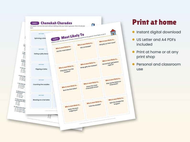 Hanukkah Party Games Bundle, 10 Printable Chanukah Games for Family, Kids and Adults, Trivia, Would You Rather, Picture Quiz, Scavenger Hunt image 9