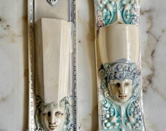 David Keyes Tacoma Arts Pottery wall pocket duo