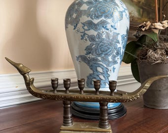 Brass Thai Suphannahong Royal Dragon Boat candelabra
