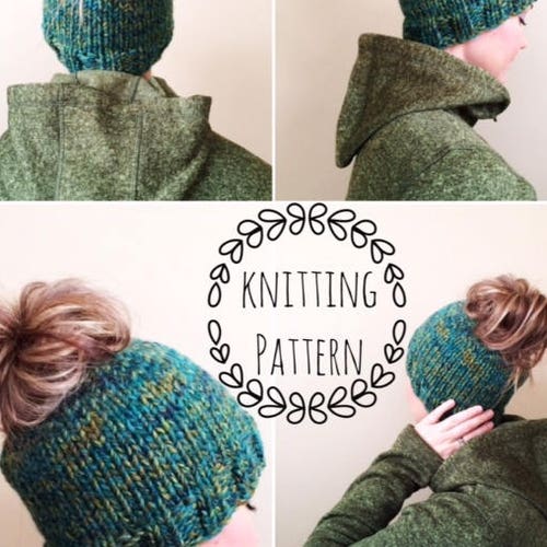 KNITTING PATTERN,Messy Bun Beanie, Pony Tail Beanie, Messy Bun Toque, Pony Tail Toque, Knitting, Knitting Pattern, Beanie, Hat, Knit Hat
