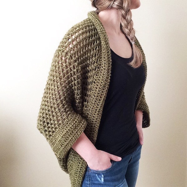 Cozy Cocoon Sweater, crochet pattern, crochet, cocoon sweater, puff stitch, sweater, shrug, cardigan, handmade