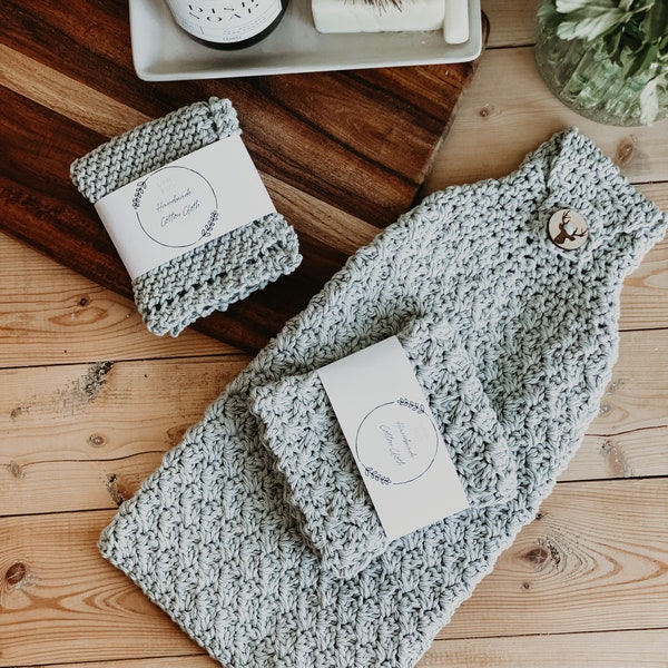 CROCHET PATTERN | Hanging Handtowel, Cotton Crochet Towel, Crochet Pattern, Handmade Kitchen