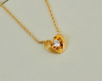 Ensemble de bijoux cœur couleur or : plaqué argent 925 avec zircon
