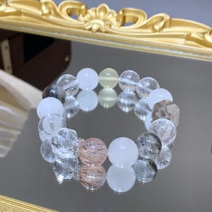 Bracelet de perles de quartz orné de pierres Phantom et Citrine, bijoux en cristal Super Seven, style bohème minimaliste en pierres naturelles