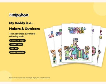 My Daddy is a... Makers & Outdoors Bundle, 5 Printable Colouring Books for Kids Age 3-6, Dad Gift, A4 + US Letter PDF Download
