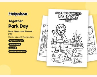 Helpaboo Together Park Day Colouring Book, Boy with Down Syndrome, Inclusive Printable PDF, Kids Ages 2-8, A4 + US Letter