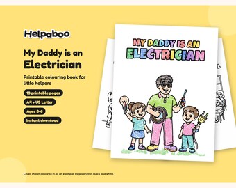 My Daddy is an Electrician Colouring Book, Printable PDF for Kids Age 3-6, Electrician Dad Gift from Child, A4 & US Letter Instant Download