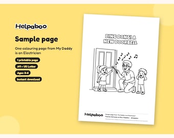 Helpaboo Sample Colouring Page, My Daddy is an Electrician, Printable PDF for Kids Age 3-6, Try the Style, A4 & US Letter Download