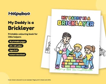 Libro para colorear "Mi papá es albañil", PDF imprimible para niños de 2 a 8 años, regalo de un niño para un papá albañil, tamaño A4 y carta estadounidense. Descarga instantánea.