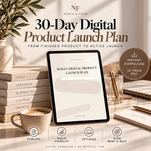 Plan de lanzamiento de producto digital de 30 días: Cuaderno de trabajo de acción empresarial, descarga en PDF