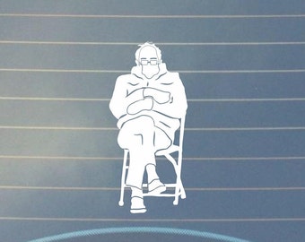 Bernie Sanders In A Chair Vinyl Decal - Laptop, Car, Tumbler
