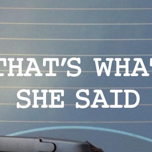 That&#39;s what she said Car Decal/laptop Decal/Canteen Decal