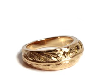 Ring cocktail 18 ct gold vintage style , botanical