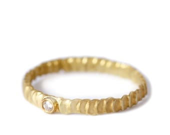 Diamond and yellow gold band Frieda stackable ring